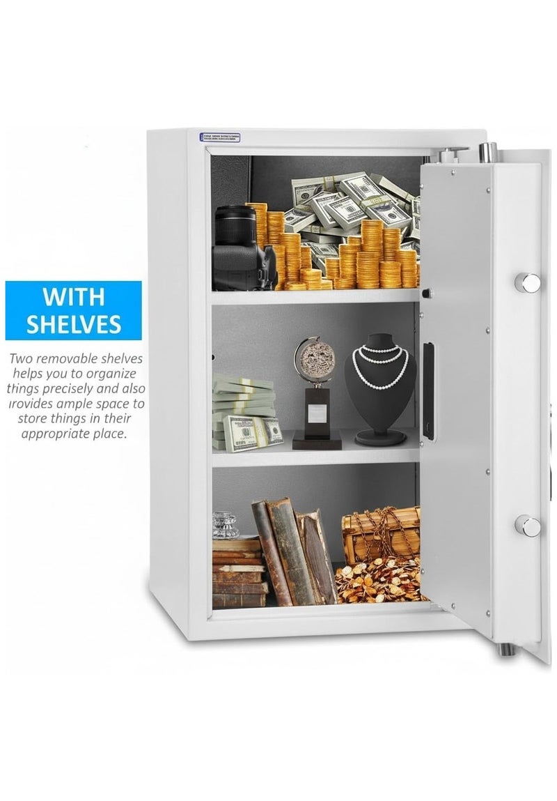 Rubik Large Safe Box with Digital Keypad and Key Lock, Fire Resistant Security Box Protect Money Documents for Home Office RB60EG-CX (Size 60x36x30cm) (white) - Image 4